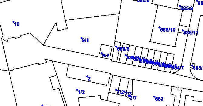 Parcela st. 9/2 v KÚ Ruprechtice, Katastrální mapa