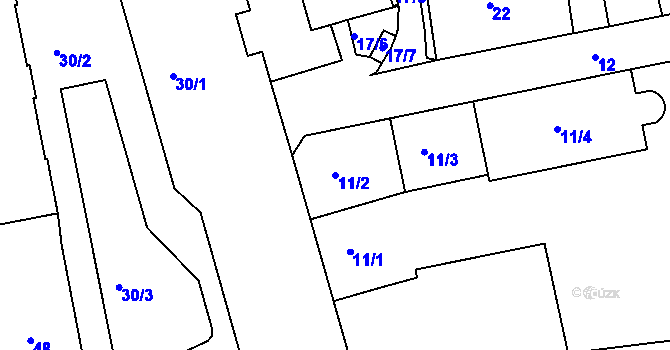 Parcela st. 11/2 v KÚ Ruprechtice, Katastrální mapa