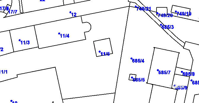 Parcela st. 11/5 v KÚ Ruprechtice, Katastrální mapa