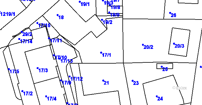Parcela st. 17/1 v KÚ Ruprechtice, Katastrální mapa