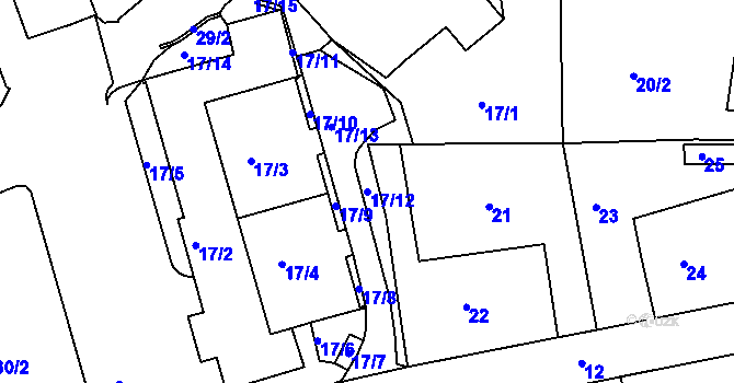 Parcela st. 17/12 v KÚ Ruprechtice, Katastrální mapa