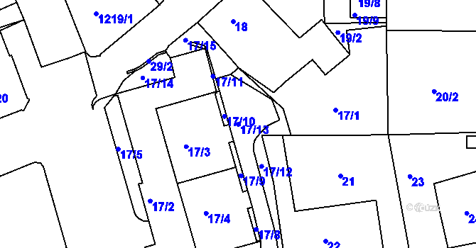 Parcela st. 17/13 v KÚ Ruprechtice, Katastrální mapa