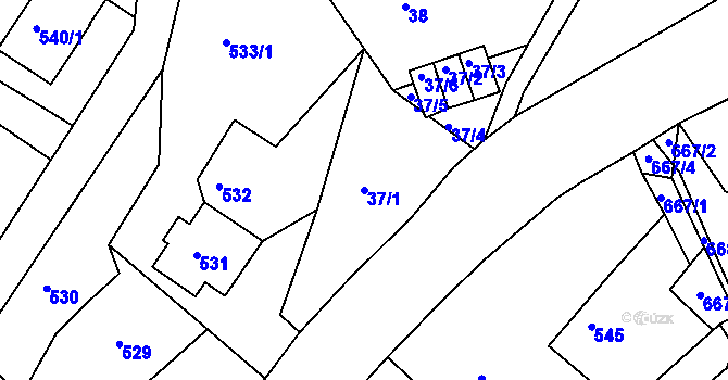 Parcela st. 37/1 v KÚ Ruprechtice, Katastrální mapa