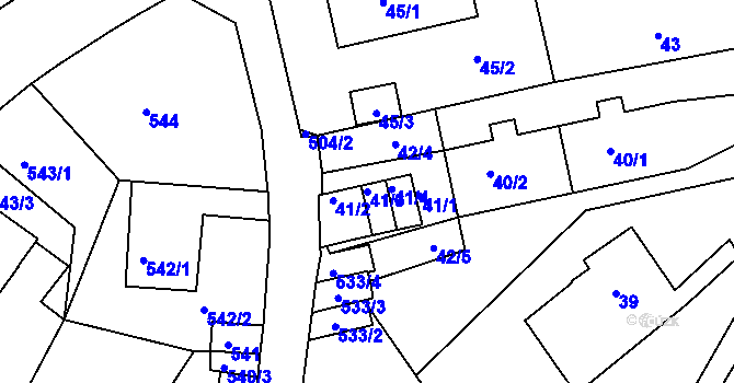Parcela st. 41/3 v KÚ Ruprechtice, Katastrální mapa