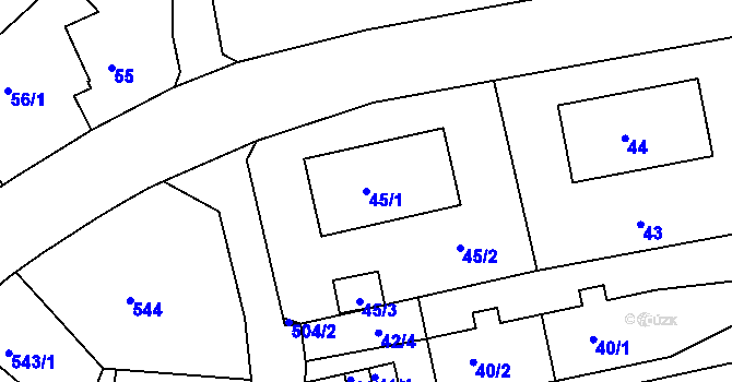 Parcela st. 45/1 v KÚ Ruprechtice, Katastrální mapa