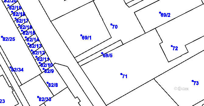 Parcela st. 69/5 v KÚ Ruprechtice, Katastrální mapa