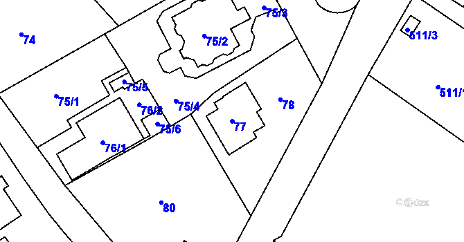 Parcela st. 77 v KÚ Ruprechtice, Katastrální mapa