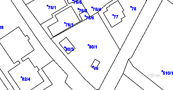 Parcela st. 80 v KÚ Ruprechtice, Katastrální mapa