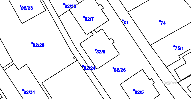 Parcela st. 82/6 v KÚ Ruprechtice, Katastrální mapa