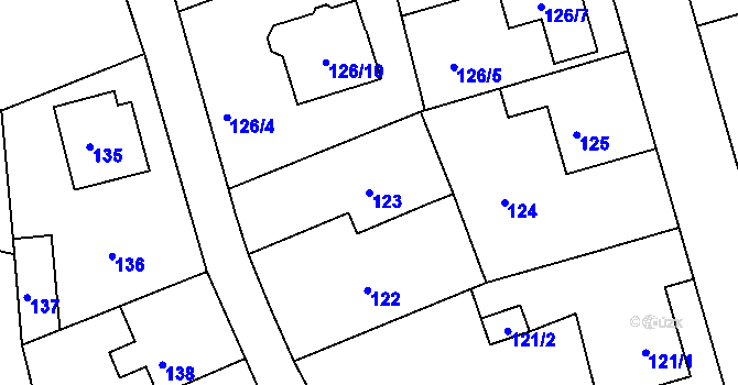 Parcela st. 123 v KÚ Ruprechtice, Katastrální mapa