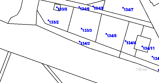 Parcela st. 134/2 v KÚ Ruprechtice, Katastrální mapa