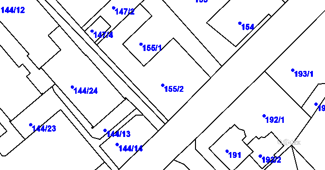 Parcela st. 155/2 v KÚ Ruprechtice, Katastrální mapa