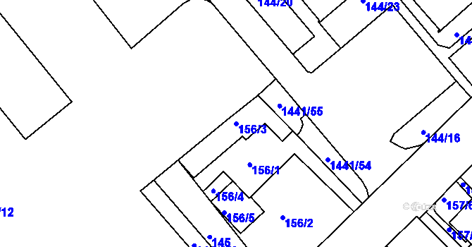 Parcela st. 156/3 v KÚ Ruprechtice, Katastrální mapa