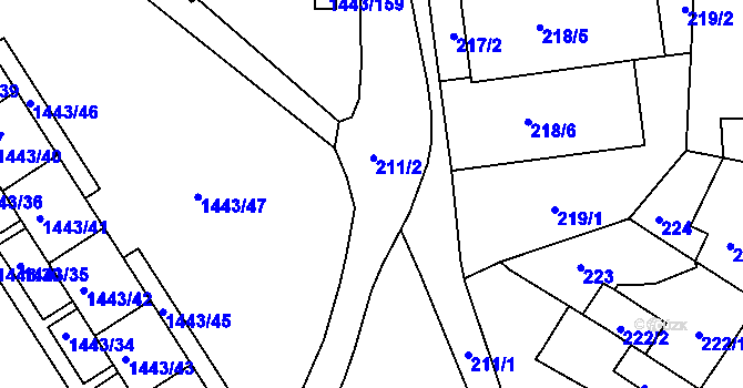 Parcela st. 211/2 v KÚ Ruprechtice, Katastrální mapa