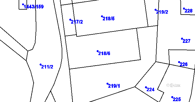 Parcela st. 218/6 v KÚ Ruprechtice, Katastrální mapa