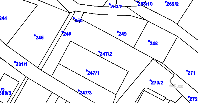 Parcela st. 247/2 v KÚ Ruprechtice, Katastrální mapa