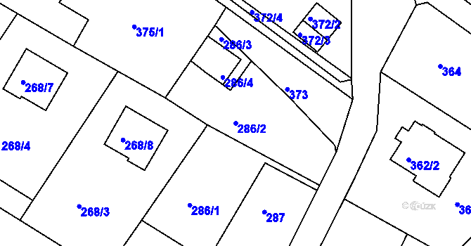 Parcela st. 286/2 v KÚ Ruprechtice, Katastrální mapa