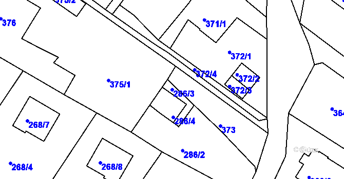 Parcela st. 286/3 v KÚ Ruprechtice, Katastrální mapa