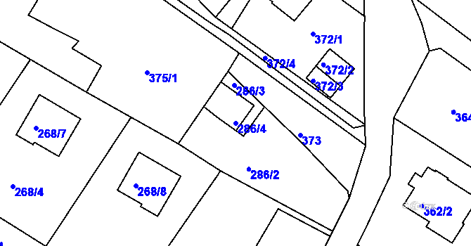 Parcela st. 286/4 v KÚ Ruprechtice, Katastrální mapa