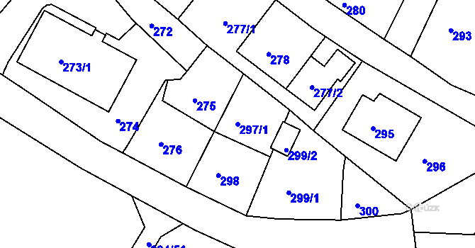 Parcela st. 297/1 v KÚ Ruprechtice, Katastrální mapa