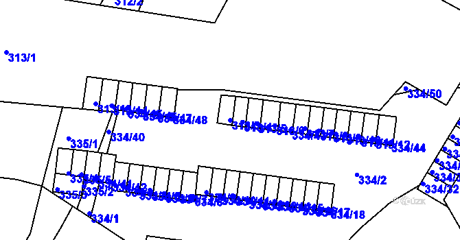 Parcela st. 313/3 v KÚ Ruprechtice, Katastrální mapa