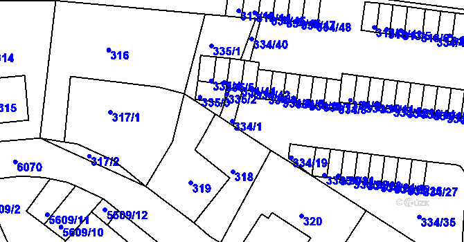 Parcela st. 334/1 v KÚ Ruprechtice, Katastrální mapa