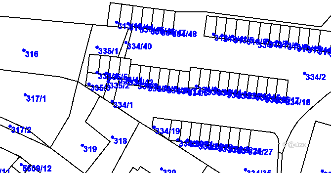 Parcela st. 334/6 v KÚ Ruprechtice, Katastrální mapa