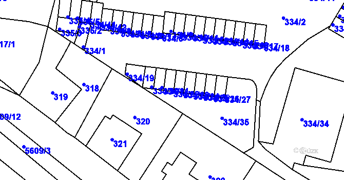Parcela st. 334/22 v KÚ Ruprechtice, Katastrální mapa