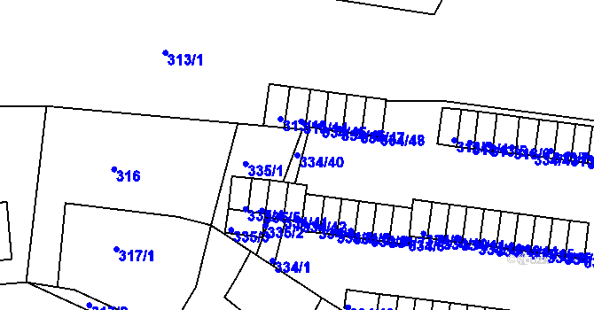 Parcela st. 334/40 v KÚ Ruprechtice, Katastrální mapa