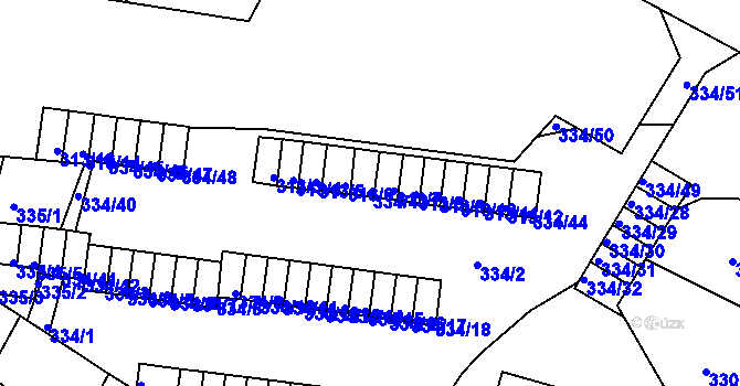 Parcela st. 334/43 v KÚ Ruprechtice, Katastrální mapa