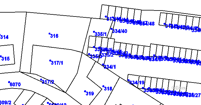 Parcela st. 335/2 v KÚ Ruprechtice, Katastrální mapa