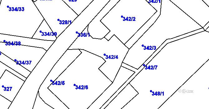 Parcela st. 342/4 v KÚ Ruprechtice, Katastrální mapa