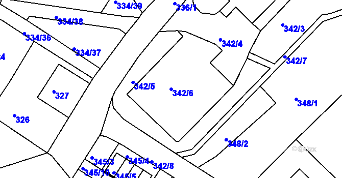 Parcela st. 342/6 v KÚ Ruprechtice, Katastrální mapa