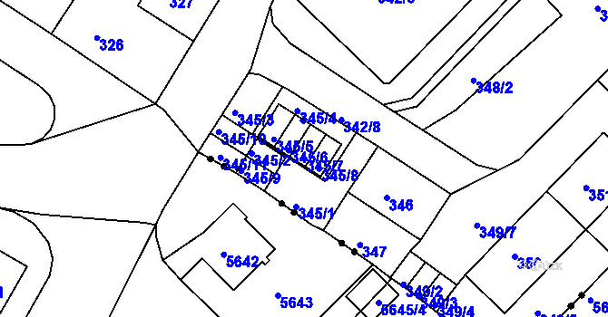 Parcela st. 345/7 v KÚ Ruprechtice, Katastrální mapa