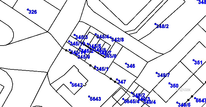Parcela st. 345/8 v KÚ Ruprechtice, Katastrální mapa