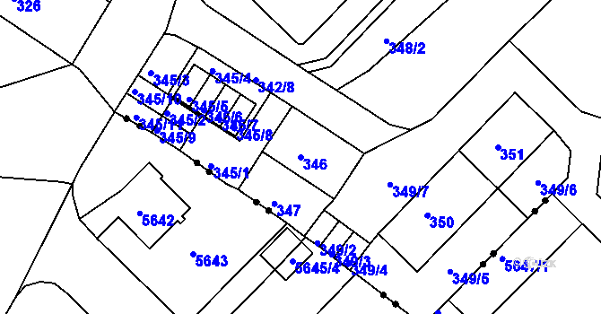 Parcela st. 346 v KÚ Ruprechtice, Katastrální mapa