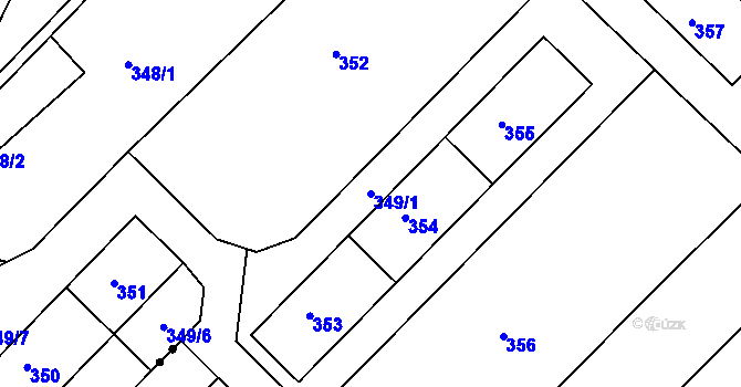 Parcela st. 349/1 v KÚ Ruprechtice, Katastrální mapa
