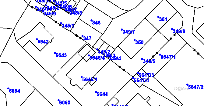 Parcela st. 349/3 v KÚ Ruprechtice, Katastrální mapa