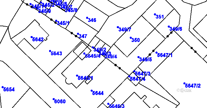 Parcela st. 349/4 v KÚ Ruprechtice, Katastrální mapa