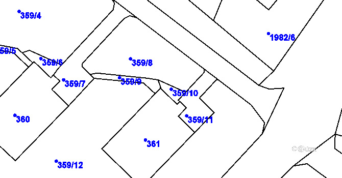 Parcela st. 359/10 v KÚ Ruprechtice, Katastrální mapa