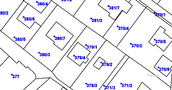 Parcela st. 379/1 v KÚ Ruprechtice, Katastrální mapa