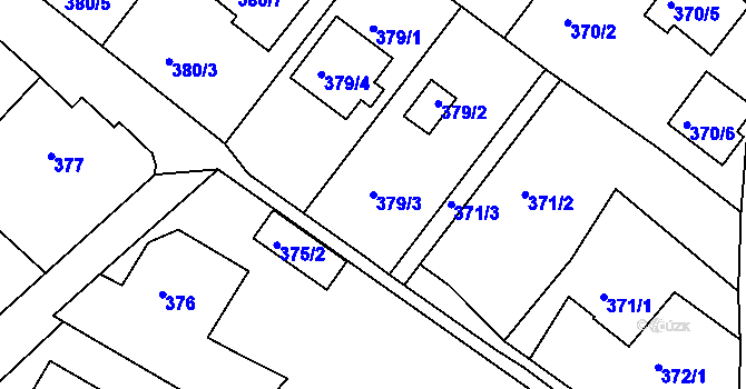 Parcela st. 379/3 v KÚ Ruprechtice, Katastrální mapa