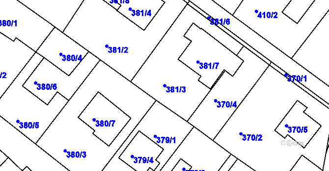 Parcela st. 381/3 v KÚ Ruprechtice, Katastrální mapa