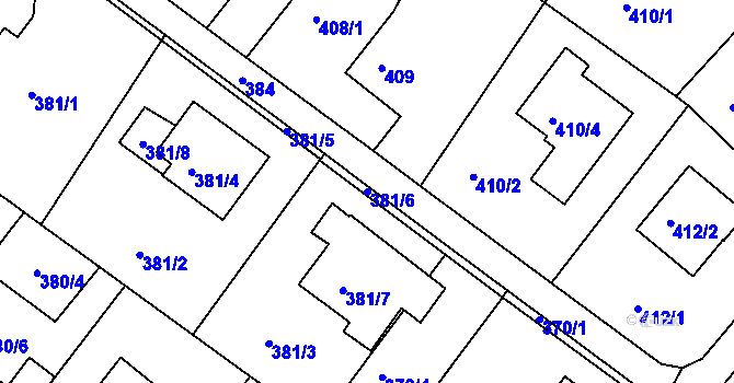 Parcela st. 381/6 v KÚ Ruprechtice, Katastrální mapa