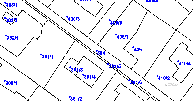 Parcela st. 384 v KÚ Ruprechtice, Katastrální mapa