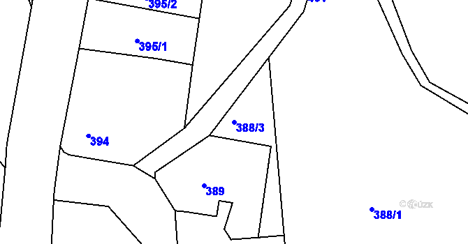 Parcela st. 388/3 v KÚ Ruprechtice, Katastrální mapa