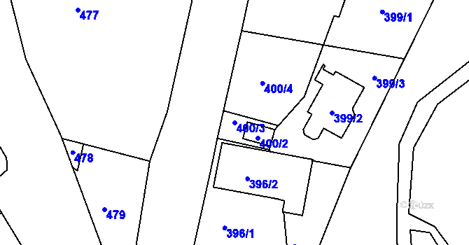 Parcela st. 400/3 v KÚ Ruprechtice, Katastrální mapa