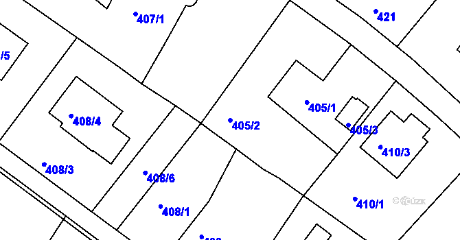 Parcela st. 405/2 v KÚ Ruprechtice, Katastrální mapa