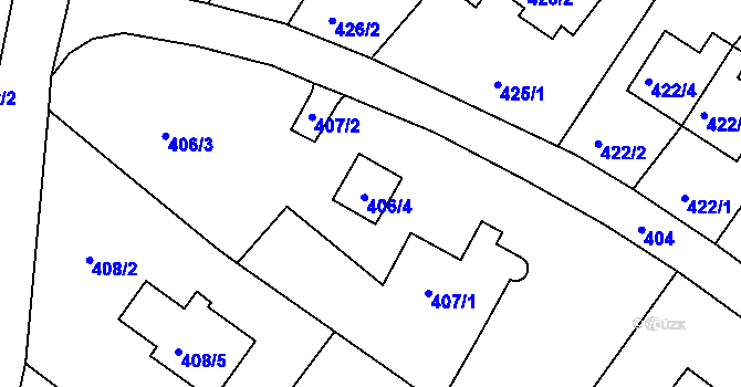 Parcela st. 406 v KÚ Ruprechtice, Katastrální mapa