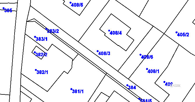 Parcela st. 408/3 v KÚ Ruprechtice, Katastrální mapa